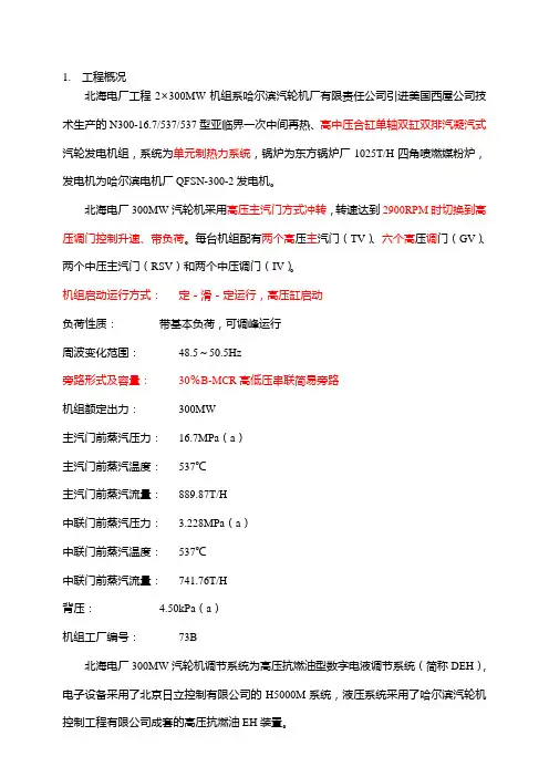 北海电厂deh逻辑、功能、运行操作说明