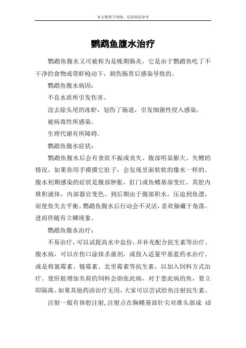 鹦鹉鱼腹水治疗