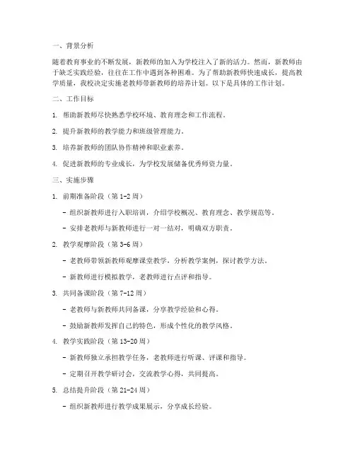 老教师带新老师的工作计划