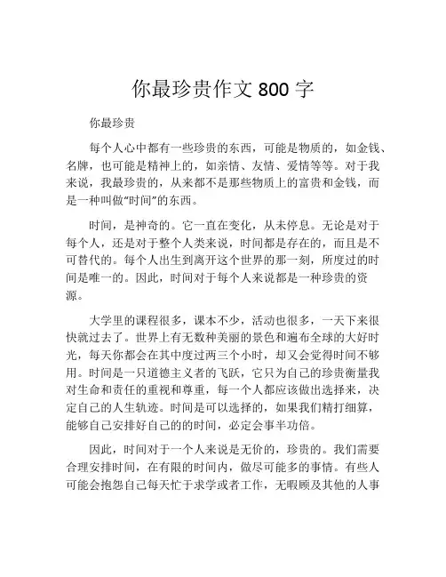 你最珍贵作文800字