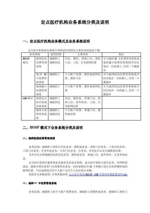 地纬公司定点医疗结算系统说明