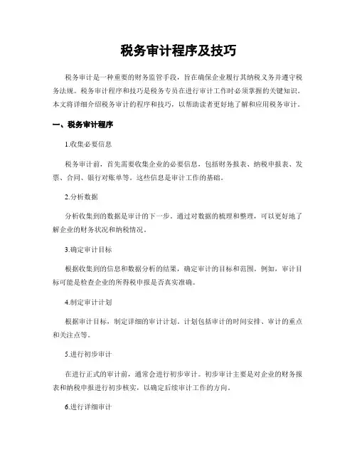 税务审计程序及技巧