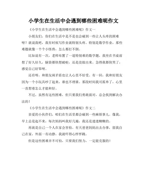 小学生在生活中会遇到哪些困难呢作文
