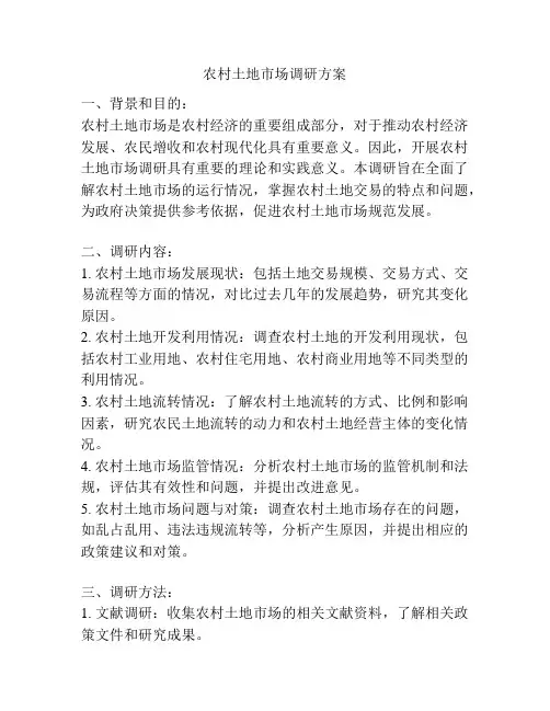 农村土地市场调研方案