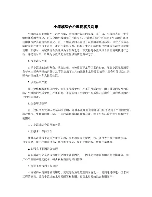 小流域综合治理现状及对策