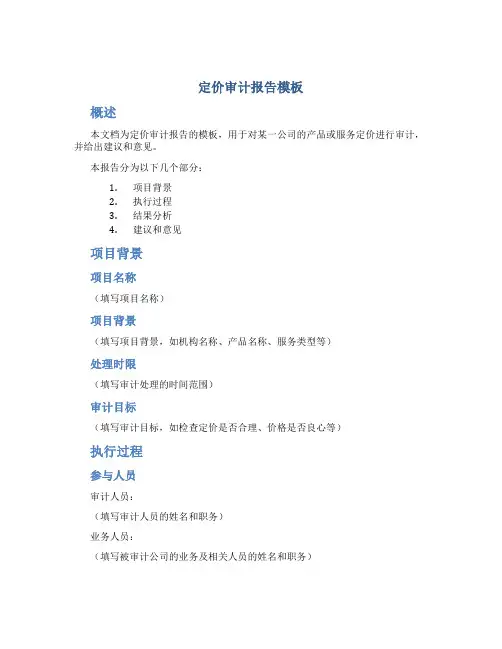 定价审计报告模板