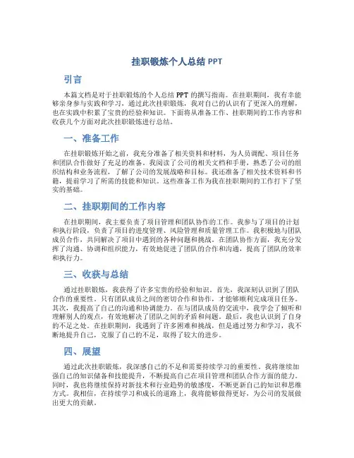 挂职锻炼个人总结ppt