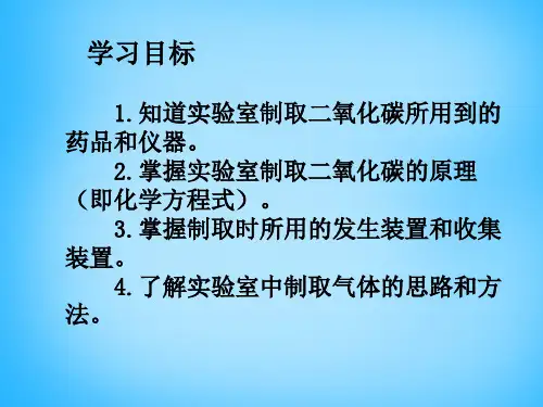 九年级上册化学第六单元碳和碳的氧化物课题2二氧化碳制取的研究共21张PPT