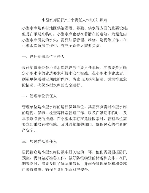 小型水库防汛“三个责任人”相关知识点