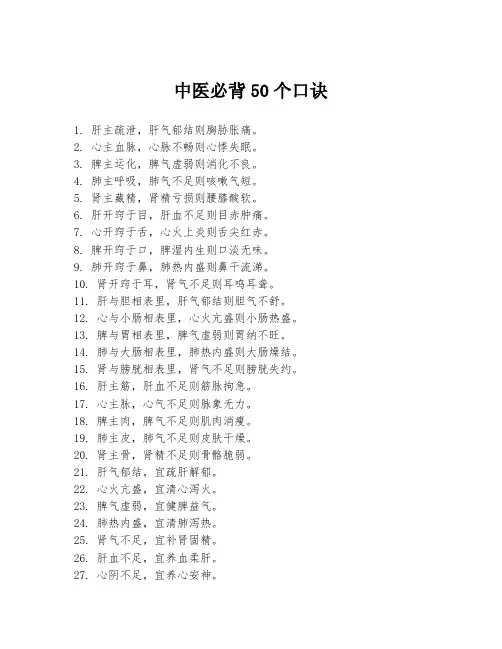 中医必背50个口诀