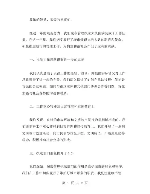 城市管理执法大队工作总结范文