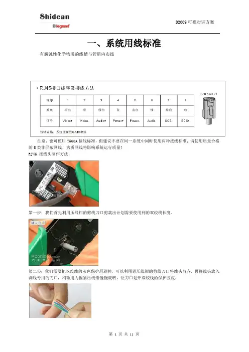 视得安可视对讲线材及功能说明
