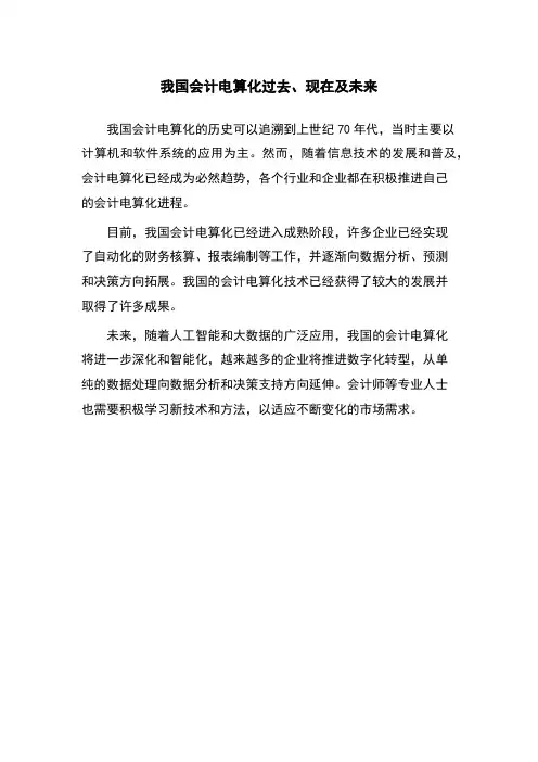 我国会计电算化过去、现在及未来