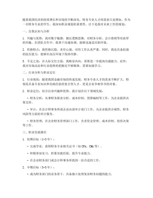 财务专业未来工作规划范文