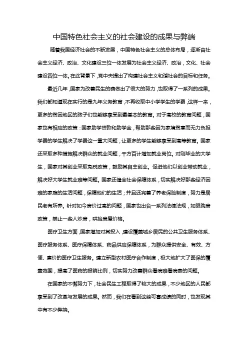 中国特色社会主义社会建设的成果与弊端