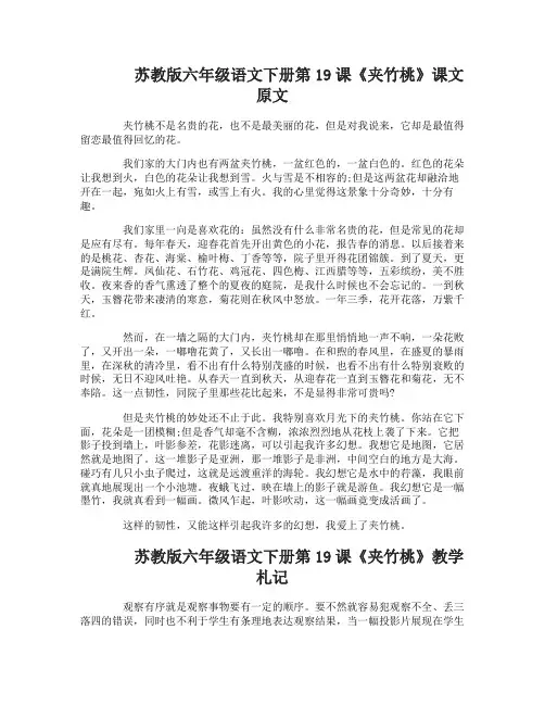 苏教版六年级语文下册19夹竹桃