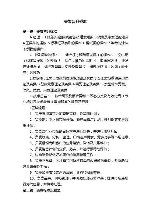 美发晋升标准