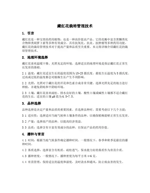 藏红花栽培管理技术