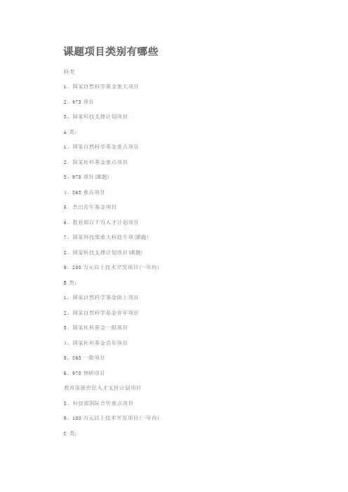 课题项目类别