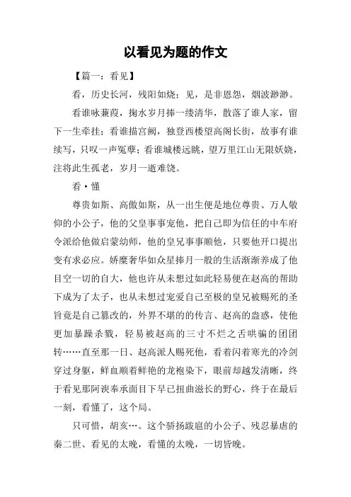 以看见为题的作文