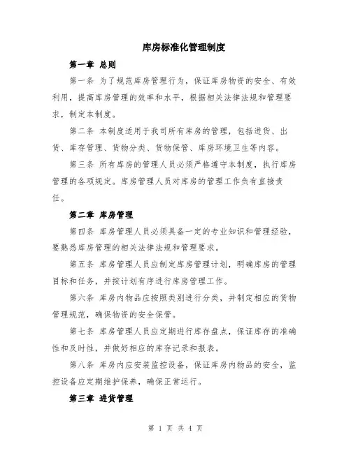 库房标准化管理制度