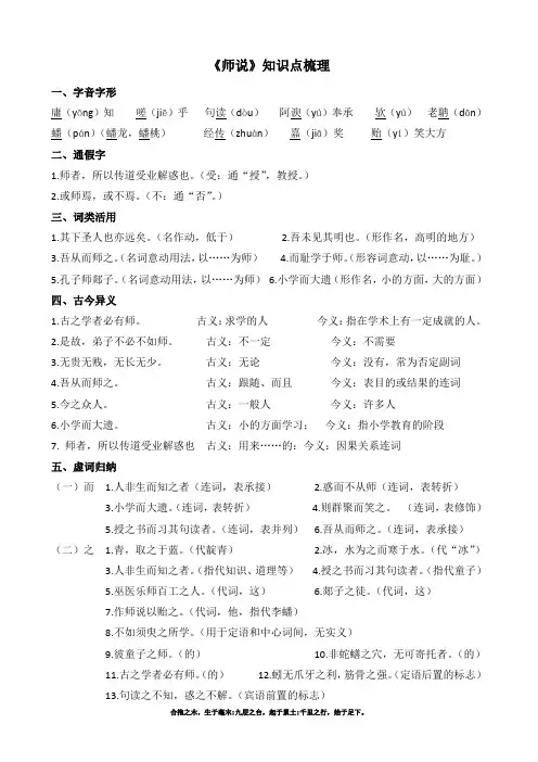 师说知识点梳理
