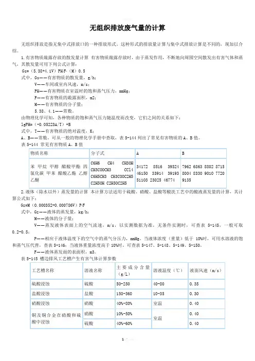 无组织排放废气量的计算-无组织排放是指无集中式排放口的一种排放
