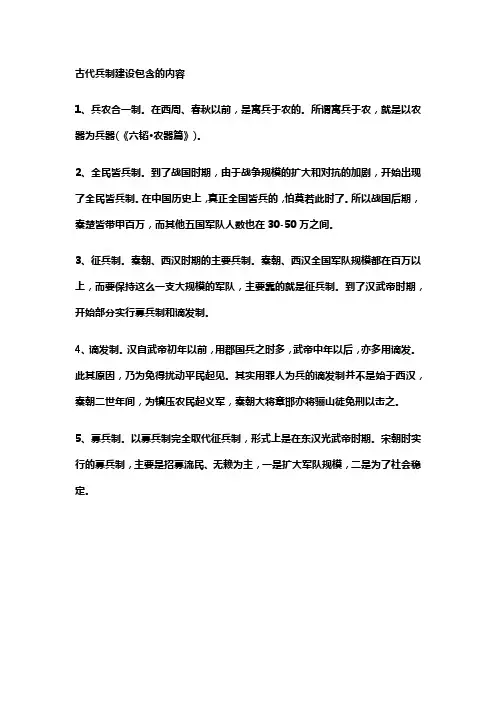 古代兵制建设包含的内容