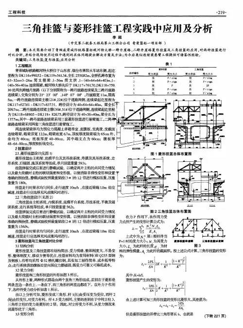三角挂篮与菱形挂篮工程实践中应用及分析