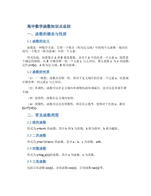 高中数学函数知识点最新总结