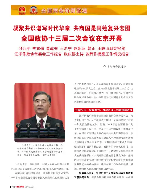凝聚共识谱写时代华章共商国是同绘复兴宏图全国政协十三届二次会议在京开幕