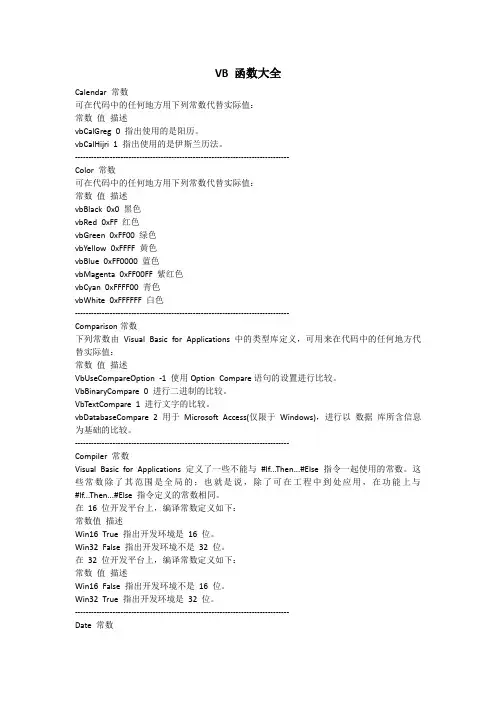 VB 函数大全