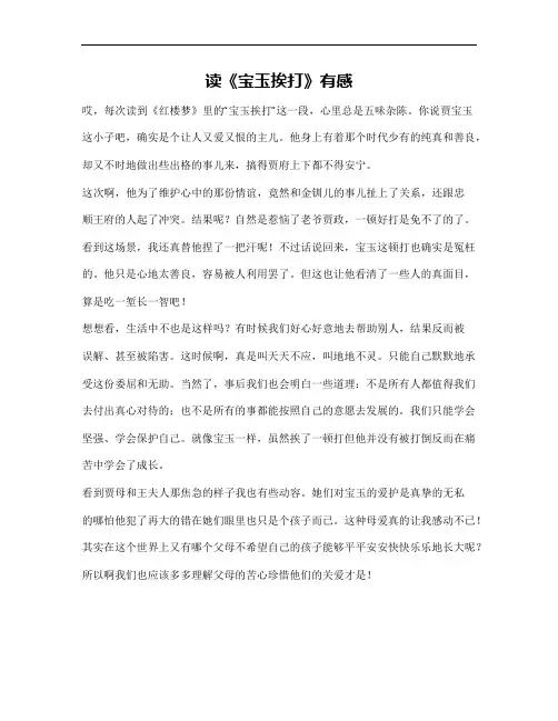 宝玉挨打读后感700字左右