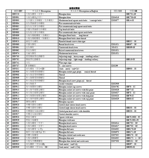 德标与国标对照表