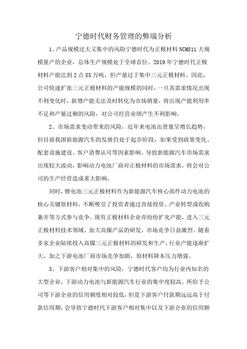 宁德时代财务管理的弊端分析
