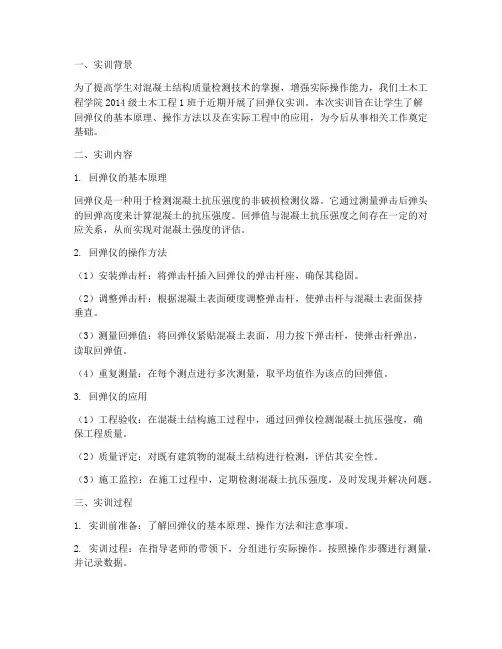 回弹仪实训报告总结