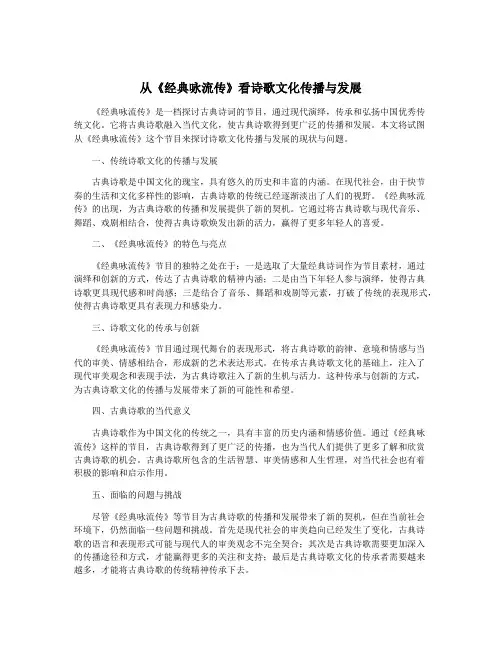 从《经典咏流传》看诗歌文化传播与发展