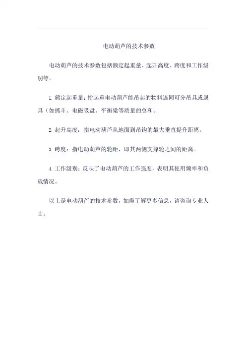 电动葫芦 技术参数