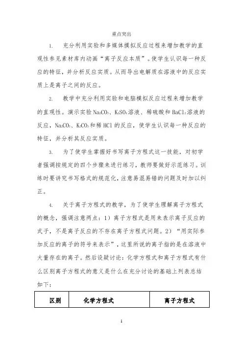 知识总结：离子反应重难点