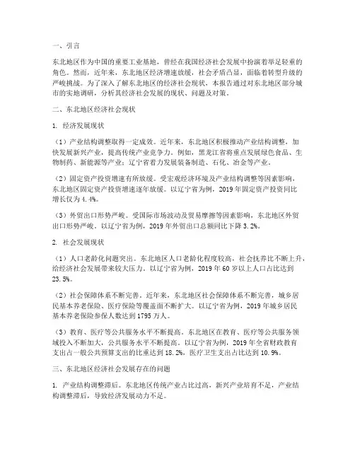 东北经济社会实践报告