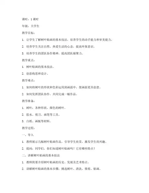 创意树叶贴画大学生版教案