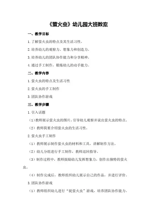 2024年《萤火虫》幼儿园大班教案