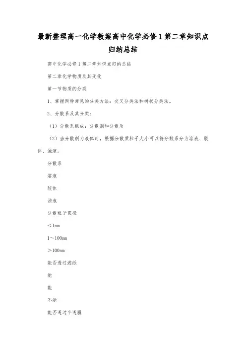 最新整理高一化学教案高中化学必修1第二章知识点归纳总结.docx