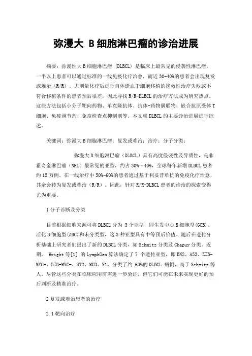 弥漫大B细胞淋巴瘤的诊治进展