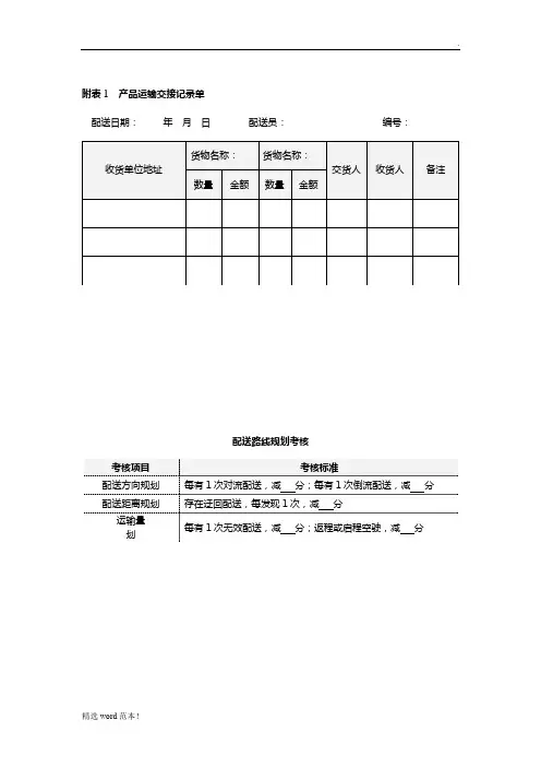 物流配送绩效考核标准