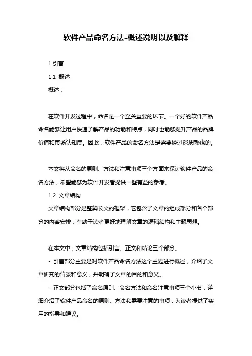 软件产品命名方法-概述说明以及解释