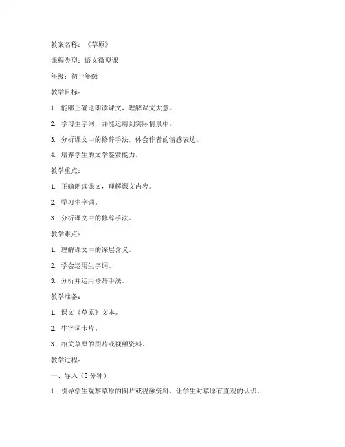 初中微型课优秀教案