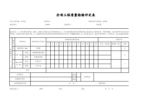 防水层分项工程质量检验评定表