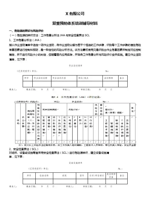 双重预防体系培训辅导材料