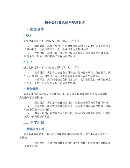 基金会财务总结与年度计划